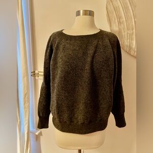 J. Crew Charcoal  Gray Wool Alpaca Blend, Crew Neck Sweater Waffle, XS, S